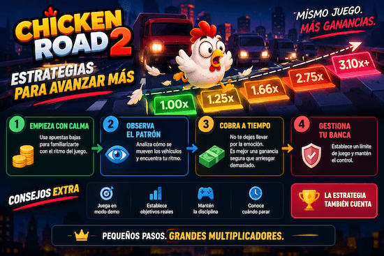 Estrategias para jugar Chicken Road 2 con consejos sobre multiplicadores, cobro y gestión de banca.